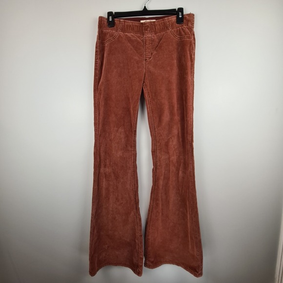 We the Free Pants Women's Size 29 Rust Penny Pull On‎ Cords Corduroy Flare Hippy - Picture 1 of 10